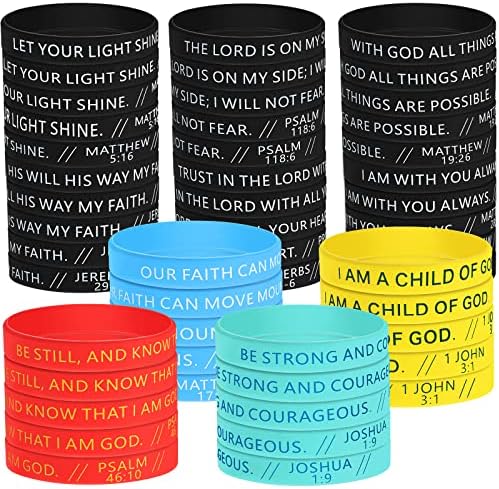 60 PCS Versículos da Bíblia Bracelets I pulseiras de silicone religiosas pulseiras de borracha inspiradora cristã de pulseira de cor de fé de pulseiras bíblicas pulseira bíblia para homens mulheres adolescentes