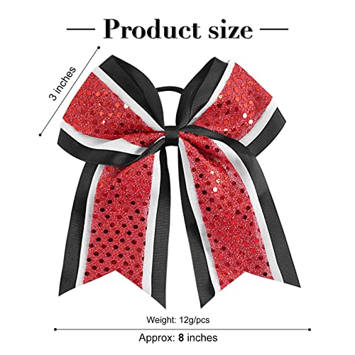 12 PCs 8 Glitter Cheer Coxes Red Black Girl Hair Bows