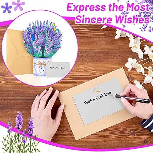 Forever Flower Bouquet Card, artesanato 3D Lavanda Pop -up Cartões para ela com Cartão de Nota e Envelope para todas as