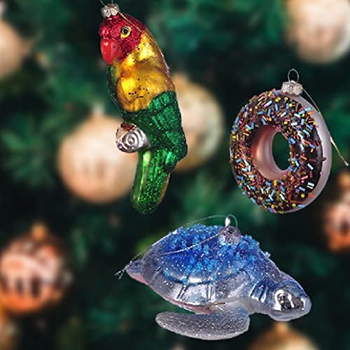 Miicol Glass de Natal Ornamentos soprados para decoração em casa, presente de festival, papagaio verde, presente para familiares e
