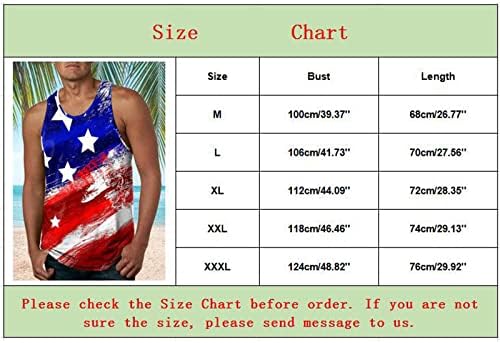 Tampa do tanque havaiana masculina do XXBR, Independence Day Mleenseless Tops Summer Summer Loose Casual Beach Seaside Top Camise