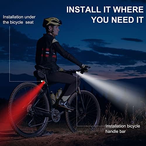 VINSOT 8 pacote de pacote USB Luz de bicicleta recarregável Conjunto de luz frontal FRONTLA ENTÃO ENTÃO LUZ LIGH