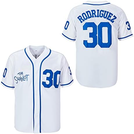 Luqiaomaoyi Juventude 30 The Sandlot Benny O Jet Rodriguez Movie Kids Jersey Costura de Baseball Costura de Natal Verão