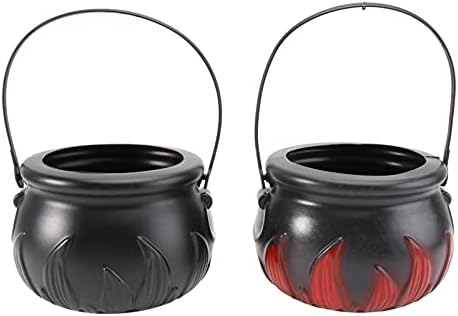 Homoyoyo 2pcs Halloween Caldeirão preto Prop Plastic Candy Bucket Witch Caldeirão para decoração Flue ou bucket de tratamento ao ar livre