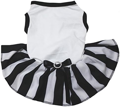 Petitebella Plain White Shirt Black White listrado Tutu Puppy Dog Dress