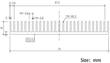 Dissipador de calor de alumínio 150 mm x 74 mm x10 mm/ 5,9 x 2,91 x 0,39 polegada azul desinks de aquecimento do módulo