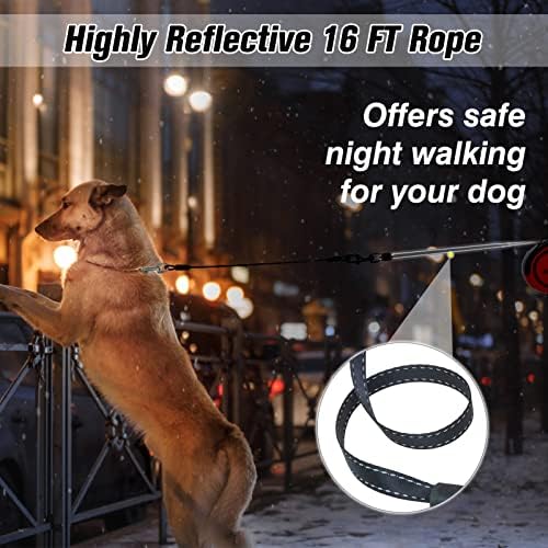 Coloque de cachorro retrátil PUPTECK com fio de aço anti-mastigação, 360 ° de cães de caminhada sem emaranhada para cães