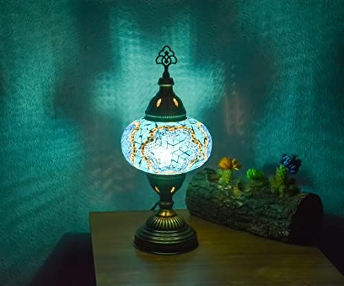 Lâmpada de mesa de mosaico turco mozaísta, lâmpada de vidro colorido de vidro colorido para a sala de estar, quarto, luz decorativa