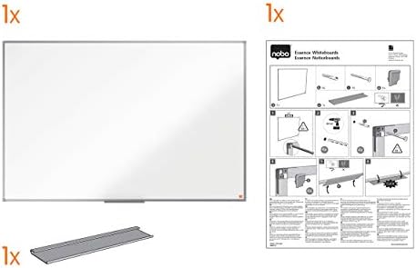 Nobo Steel Magnetic Whiteboard, 600 x 450 mm, acabamento em alumínio, montagem na parede de canto, inclui bandeja de caneta de quadro