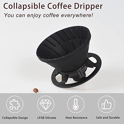 Vandroop dobrável de café desgaste, silicone reutilizável sobre cafeteira, despeje o gotejador de café para camping, viagem