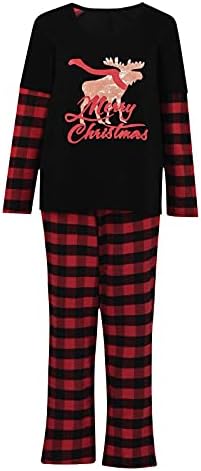 Conjuntos de combinação de roupas de sono de Natal para a família Cute Elk Reindeer Plaid Xmas PJS definido para a festa