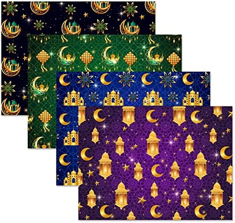 CC Home 16pcs Eid Mubarak Papel de embrulho 4 Projetos Eid Mubarak Papel Ramadan Eid al-Fitr Paper de embrulho para feriado de aniversário de bebê