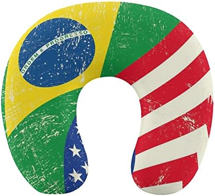 Brasil e travesseiro de pescoço da bandeira do Brasil e dos EUA