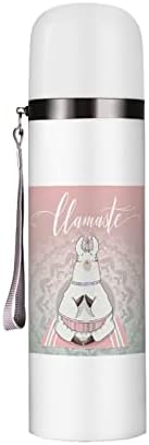 Cartoon mandala unicorn lama namaste citação garrafa de água isolada 19 oz caneca de aço inoxidável para camping de