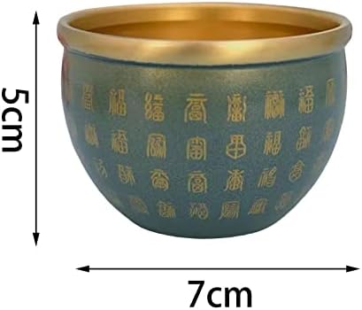 Gralara Brass Feng Shui Bowl Desktop Decoração Lucky Decor Sculpture Folk Fortune Bai Bai tigela chinesa Tercenaria tradicional colecionável para sorte, azul