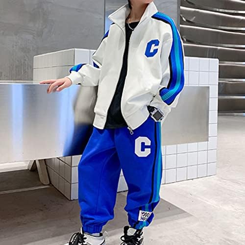 Yeahdor Boys 'Active Tracksuit Set Running Jip-up Sweatshirt Letter Stripe Sport Roupas de roupas ativas