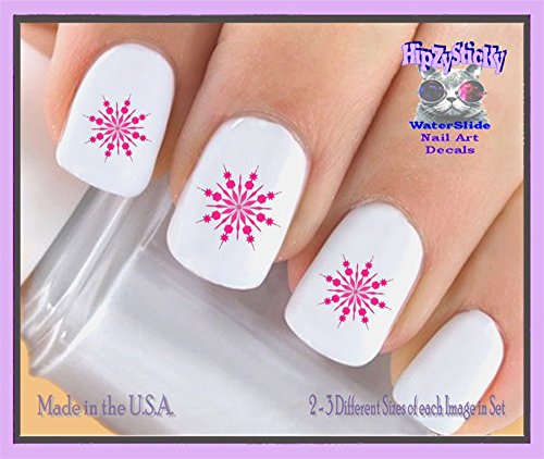 Férias Natal - Natal 810x Holiday Winter Flakes de neve Decalques de unhas rosa - Decalques de arte de unhas de água - Acessórios