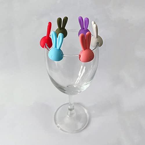 Golandstar Cartoon 3D Modelo de coelho marcador de vidro 6pcs Conjunto de silicone Drink Wine Beer Glass Markers Charms Tags