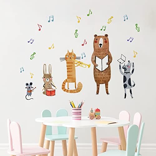 Mfault desenho animado animais concertos músicas decalques de parede adesivos, cantando urso cachorro gato de coelho rato decorações