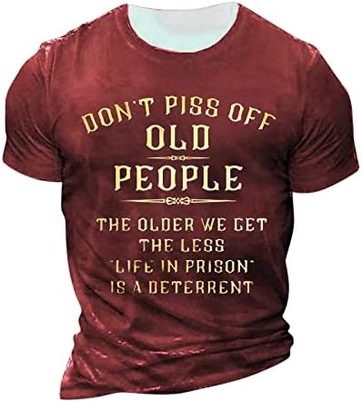 Dudubaby Camisetas engraçadas para homens de verão Print Print Print Short-Leeved Round Neck T-Shirt Top Top