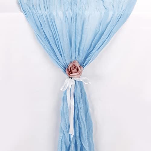 Pavitoria 6pcs Baby Blue Cheesecloth Table Runner de 10 pés de queijo gaze mesa de toalha de tabela de toalha de 120 polegadas de