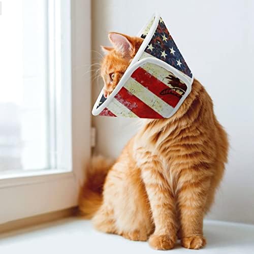 American Flag Print Cone Cone Pet Recuperação Elizabeth Collar Protetive for após a cirurgia