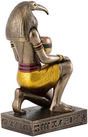 Coleção Top Thoth estátua - Deus egípcio do conhecimento e da sabedoria escultura do vela em bronze de elenco frio premium - 6,25 polegadas