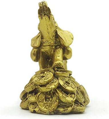 Bom feng shui 3,5 elefante dourado em dinheiro dourado moedas de estátua riqueza estatueta de sorte e decoração de casa
