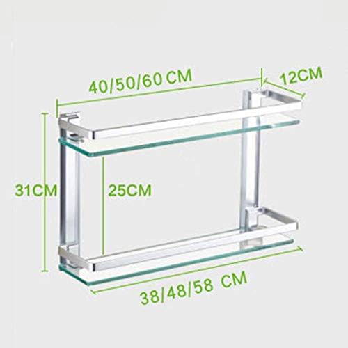 UXZDX CuJux Alumínio banheiro vidro prateleira de vidro de 2 camadas de vidro temperado deck duplo retangular extra