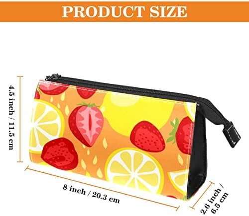 Bolsa de maquiagem tbouobt bolsa de bolsa cosmética bolsa bolsa com zíper, fruta de limão de morango