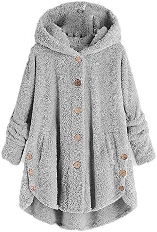 As mulheres Andongnywell cobrem casuais de lã dupla de folha dupla casacos falsos de jaquetas de desligamento de inverno com bolsos