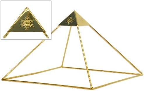 Meditação pirâmide-9 Pirâmide de meditação da cabeça com o cubo de Metatron gravado Gold Gold para cura