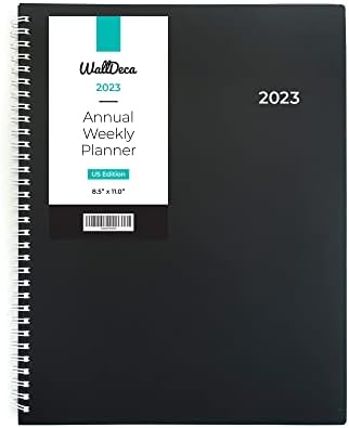 WallDeca 2023 Planejador semanal anual, planejador semanal e mensal, janeiro de 2023 - dezembro de 2023 | Capa flexível, páginas