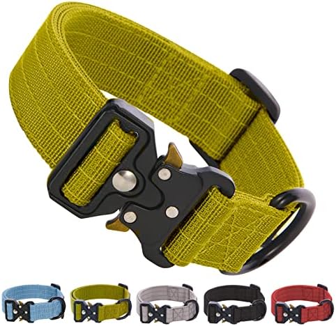 Colar de cão tático Double nylon tira de colarinho ajustável colarinho militar colarinho pesado metal fivela