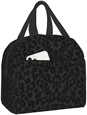 Lancheira para homens homens chithah preto leopardo lancheira para almoço reutilizável para adultos para piquenique ou viagem