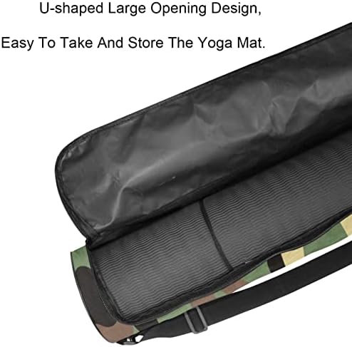 Bolsa de tapete de ioga ratgdn, camuflagem de impressão de camuflagem ioga transportadora de tapete full-zip yoga tape