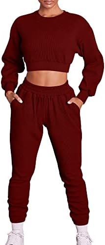 Mizoci feminino de 2 peças Roupa de treino de treino de manga longa de calças de corrida de manga comprida Conjunto de calças