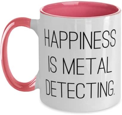 Presentes de detecção de metais motivacionais, felicidade é detecção de metal, detecção de metal de dois tons caneca de 11 onças de