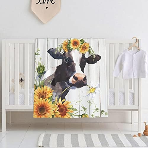 Cobertor de bebê de vaca para crianças meninos meninos, câmara de berçário Cama de vaca alta da planta alta, decoração