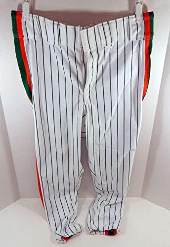1991 New York Mets Julio Valera 34 Game usou calças brancas St. Patrick's 40-27 76 - Jogo usado calças MLB