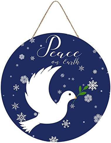 Christmas Wooden Sign Peace On Earth Door Sign Decoração de parede de Natal Decorações de Natal Blue Decorações engraçadas