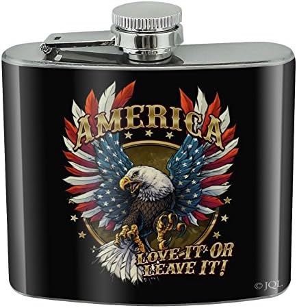 AMERICA AMO OU DEIXAR EAGLE USA AMERICAN FLAND SPAND SOLENDELENTE 5oz Hip Drink Flask