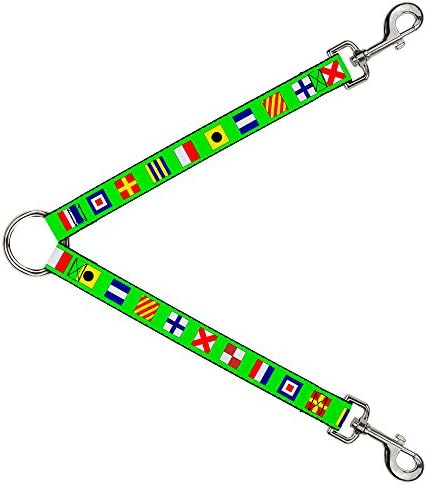 Buckle-Down Dog Leash Splitter Bandeiras náuticas Multi cores verdes 1 pé de comprimento 1 polegada de largura