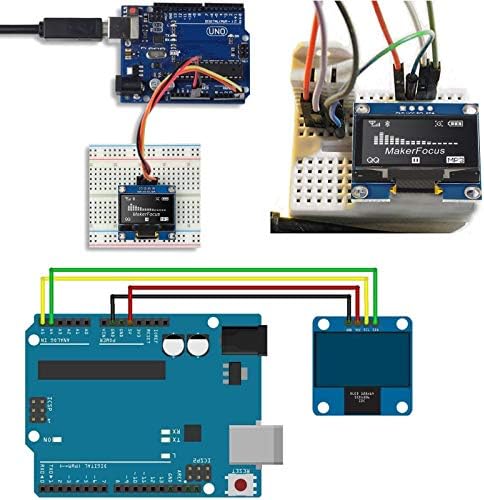 Makerfocus 2pcs OLED Módulo I2C 128x64 Módulo de exibição de 1,3 polegada SSD1106 Branco com pinos para o Duino Uno R3 STM