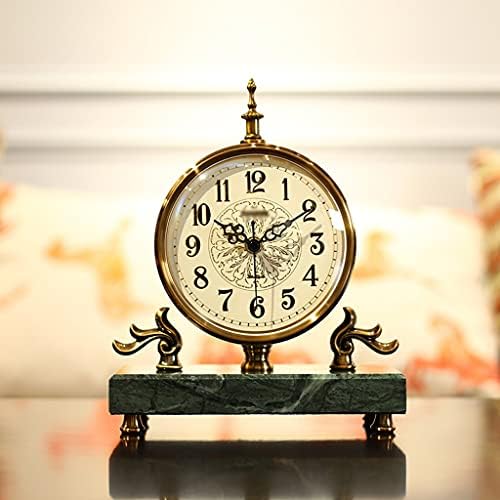 Uxzdx mesa de mármore relógio european decoração ornamentos metal relógios de metal quarto quarto mesa de relógio relógio