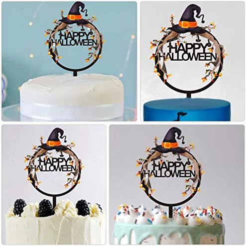 PretyZoom Cupcake 1pc Happy Halloween Cake Decorações de Halloween Props Black Party Favor Cupcake Toppers