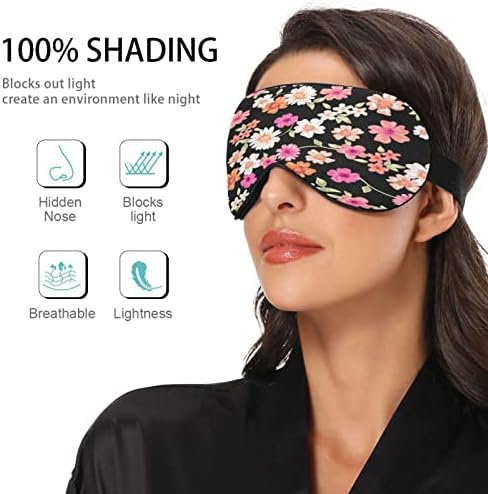 Máscara colorida de sono com flores para mulheres homens suaves e confortáveis ​​bloqueando máscara de olho Night -Goldfold