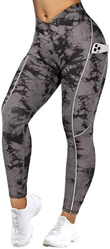 Ruuhee Women v Cross Cintura Reflexiva Casos de Coloque Alla Leggings Com Bolsos Pantagens de Yoga