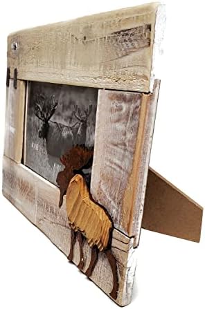 Lipman Moose Decor Wood e Metal Tabetrop Photo Picture Frame, 4x6