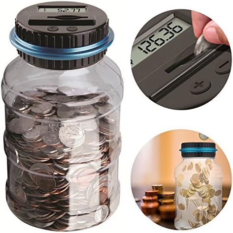 2 PCs Coin Piggy Bank Saving Jar, Winnsty Digital Coin Counter com LCD Exibir caixa de economia de dinheiro de grande